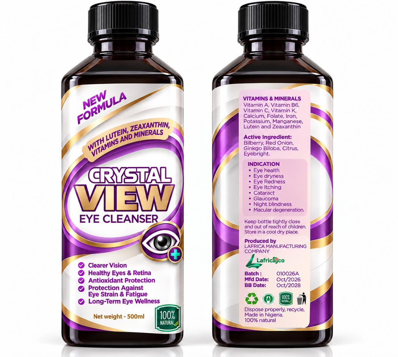 CRYSTAL VIEW Eye Cleanser bottle